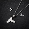 Cute Little Animals Bird Pigeon Pendant Stainless Steel Jewelry Necklace Earrings Set