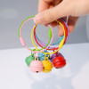 Diy Candy-colored Bell Keychain, Colorful Painted Steel Wire Ring, Student School Bag