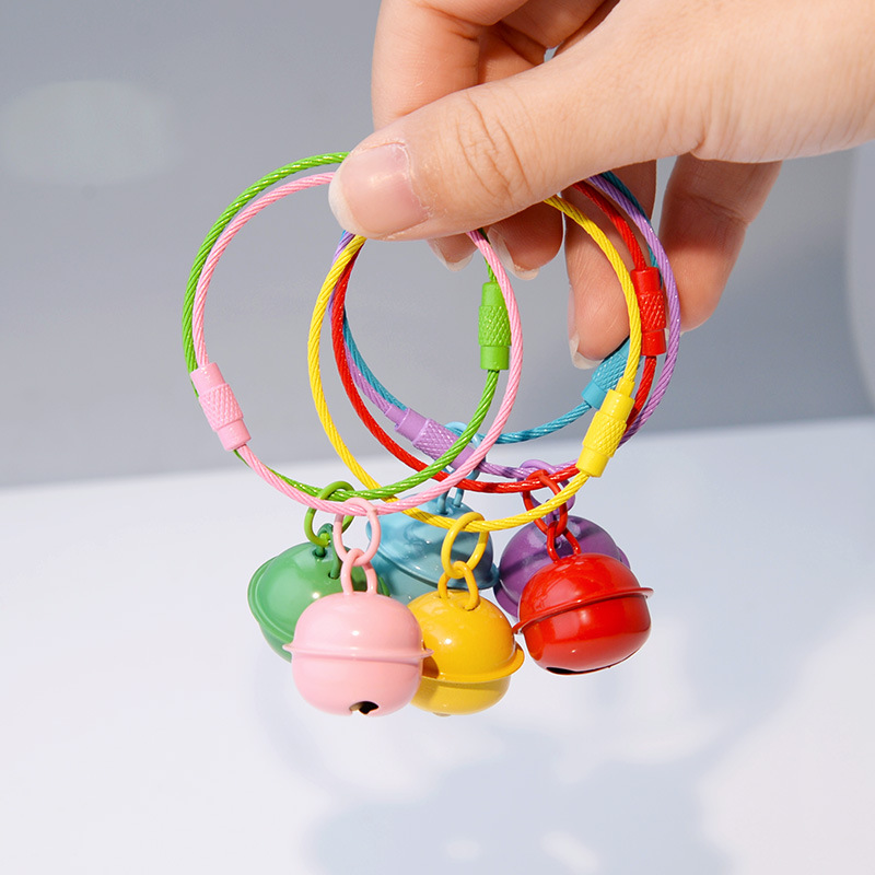 Diy Candy-colored Bell Keychain, Colorful Painted Steel Wire Ring, Student School Bag
