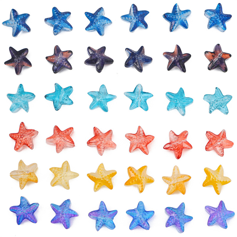 Japanese Ins Glass Seaside Starfish Diy Handmade Beads Bracelet Necklace Ear Jewelry