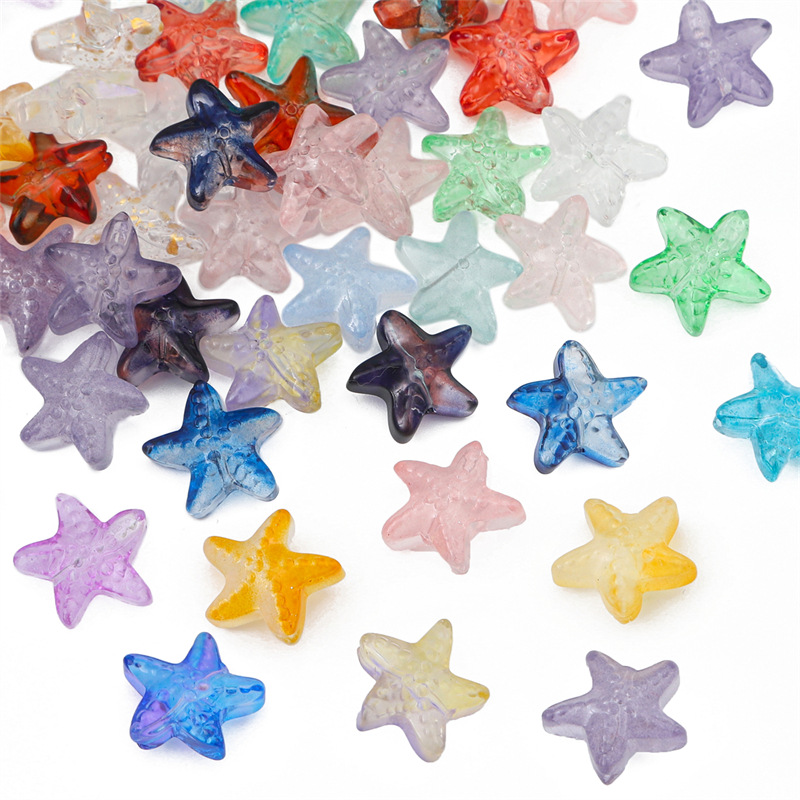 Japanese Ins Glass Seaside Starfish Diy Handmade Beads Bracelet Necklace Ear Jewelry