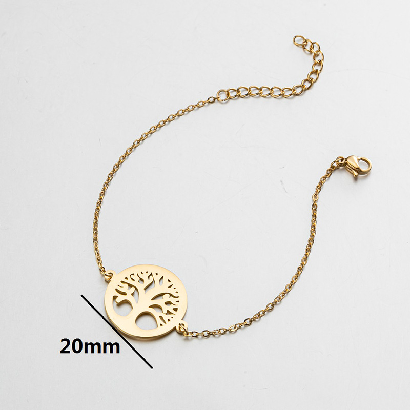 Spring New Stainless Steel Tree of Life Coconut Pendant Bracelet Ins Fashion Lotus Flower