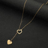 Necklace Jewelry Simple New Niche Design Stainless Steel Double Pendant Love-shaped