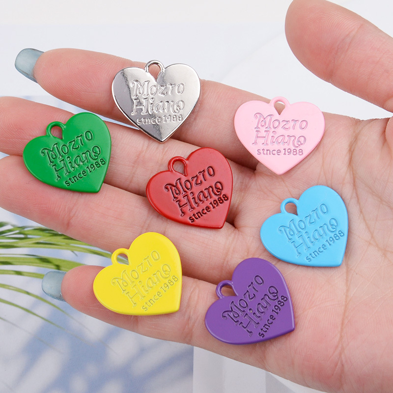 Handmade Diy Accessories Alloy Spray-painted Color Love Pendant Necklace Bracelet