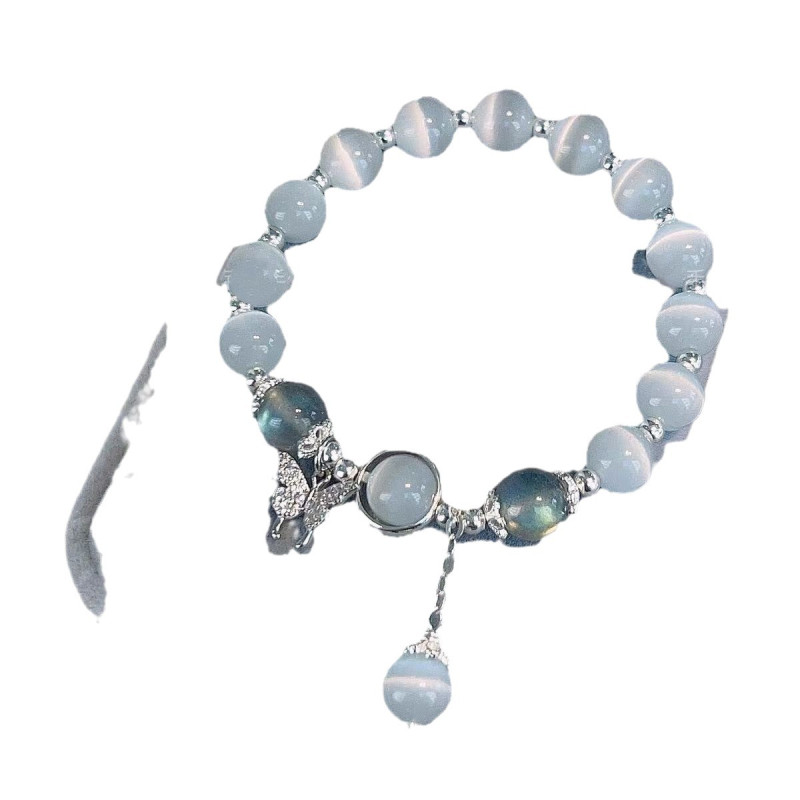 Imitation Cat's Eye Stone Blue Moonlight Ins Peace and Joy Pendant Bracelet Simple