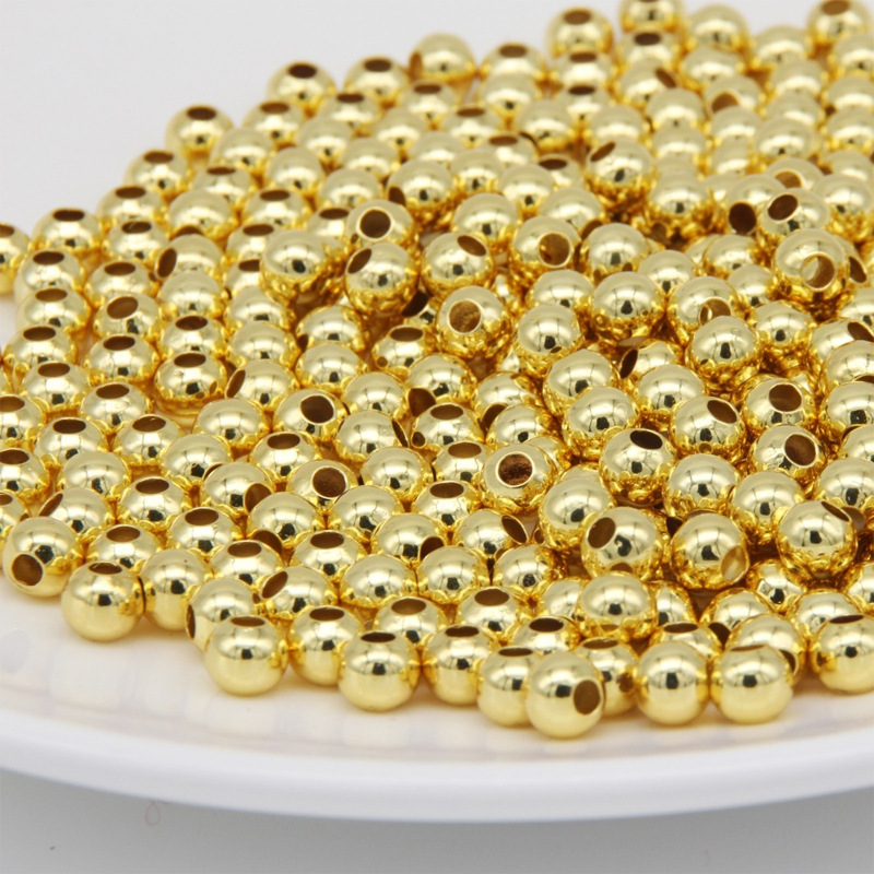Copper Beads Electroplated Real Gold 18k Small Tube Color-preserving 14k Loose