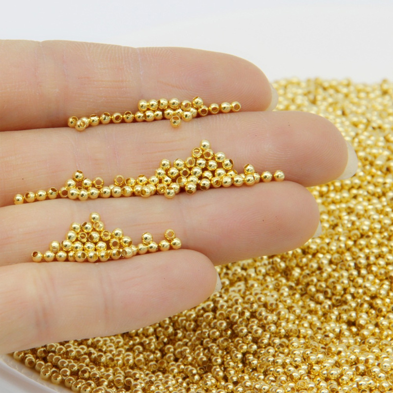 Copper Beads Electroplated Real Gold 18k Small Tube Color-preserving 14k Loose