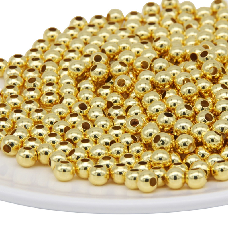 Copper Beads Electroplated Real Gold 18k Small Tube Color-preserving 14k Loose