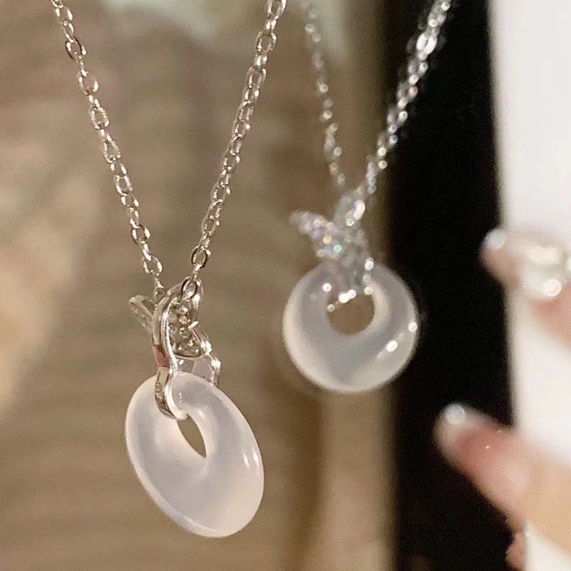 Dielian Ping an Buckle Necklace for Women Ins Light Luxury Niche Design New Style