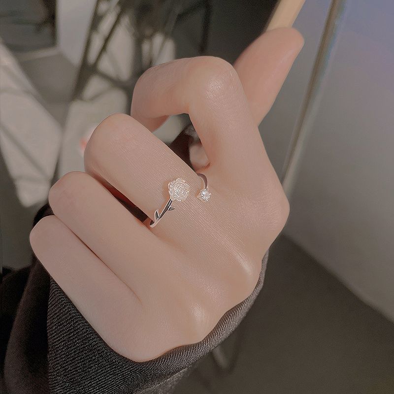 Camellia Ring for Women with Adjustable Opening Ins Student Version Niche Design High-end