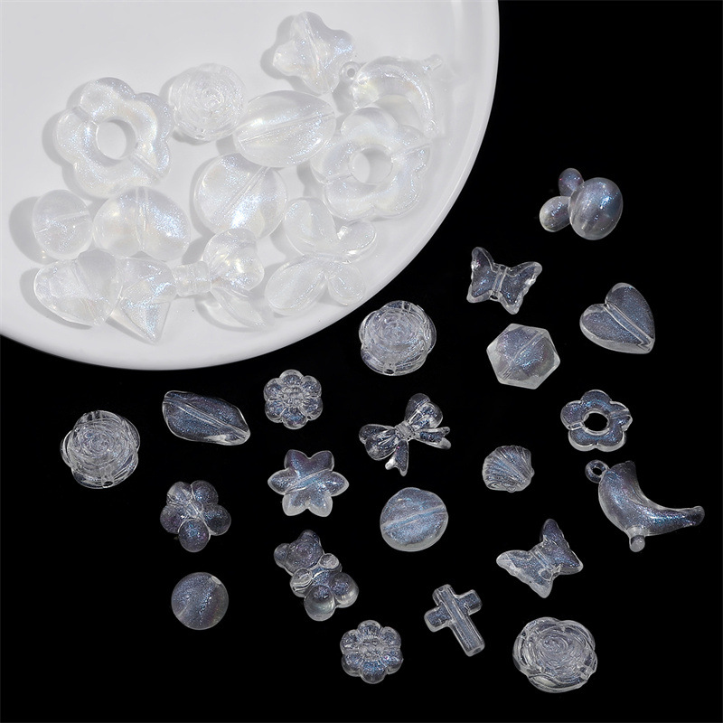 Transparent Blue Tears White Light Pentagram Love Butterfly Pendant Jewelry Handmade Diy