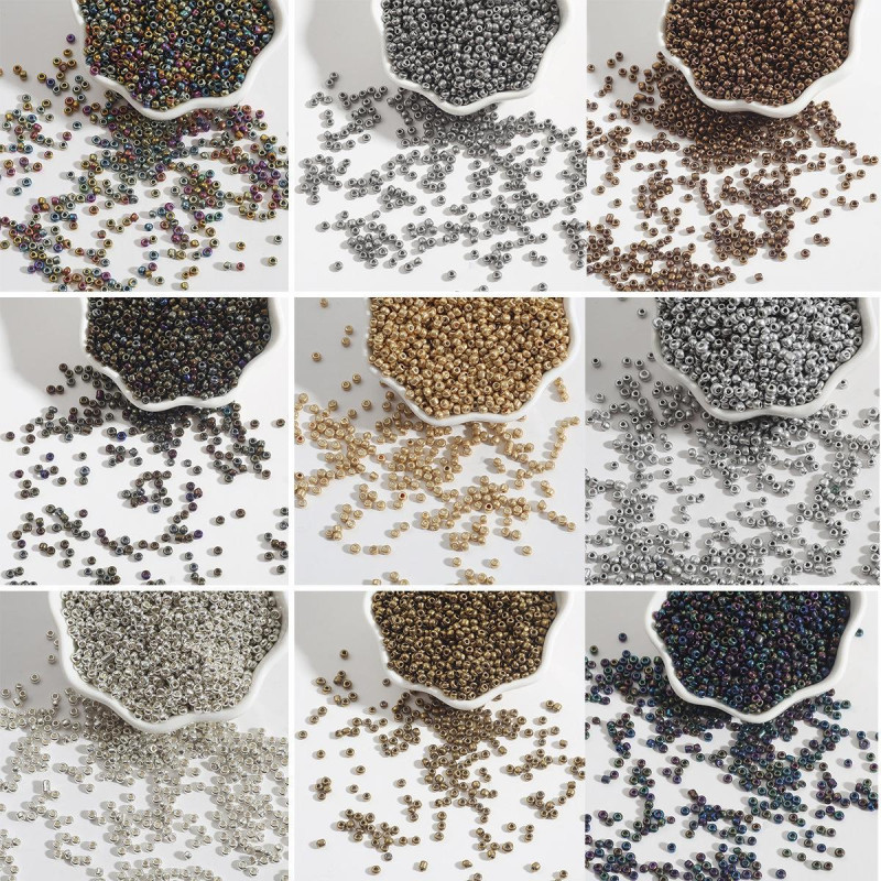 Hot Selling Metallic Glass Rice Beads Bead Accessories Handmade Diy Homemade Bracelet