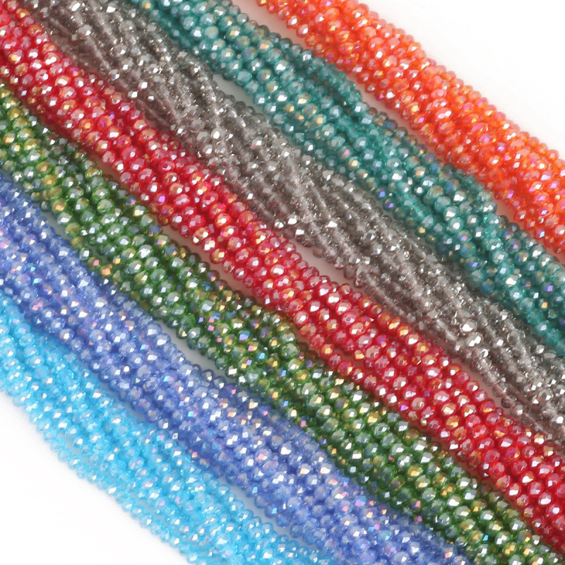 3mm Colored Glass Crystal Wheel Beads Handmade Diy Beaded Bracelet Necklace Material