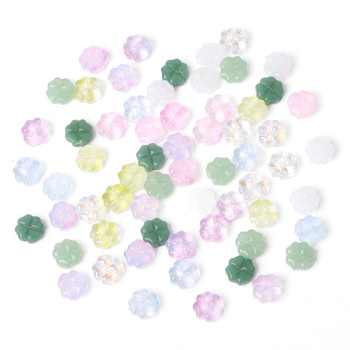 Colorful Glass Four-leaf Flower Flat Bead Bracelet Loose Beads Handmade Diy Necklace