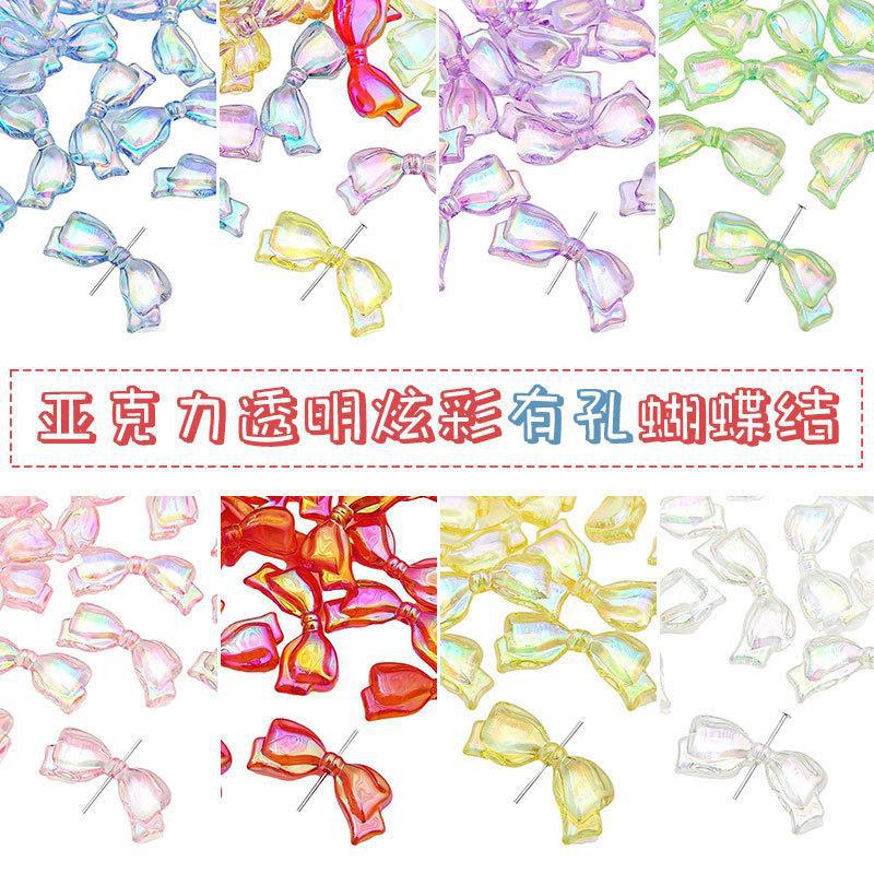 Acrylic Transparent Colorful Through Hole Bow Accessories Diy Handmade Bracelet Necklace