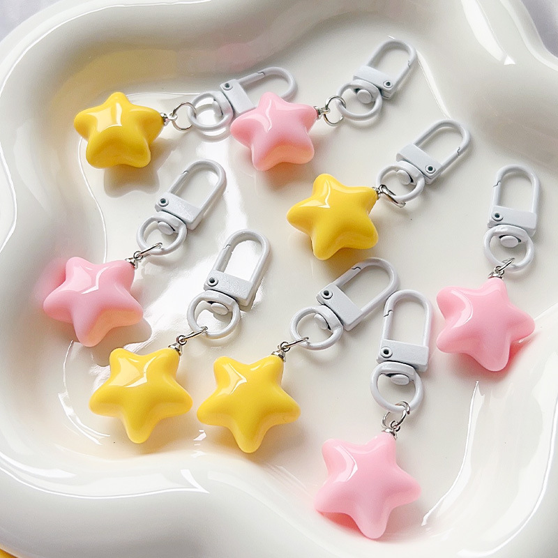 Cute Chubby Yellow Star Keychain Diy Girl Soft Five-pointed Pendant As a Gift for Besties