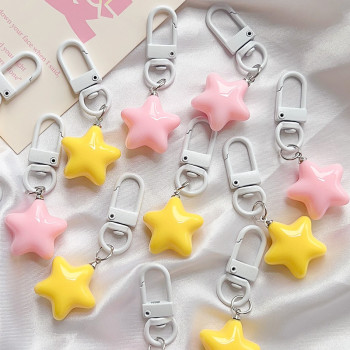 Cute Chubby Yellow Star Keychain Diy Girl Soft Five-pointed Pendant As a Gift for Besties