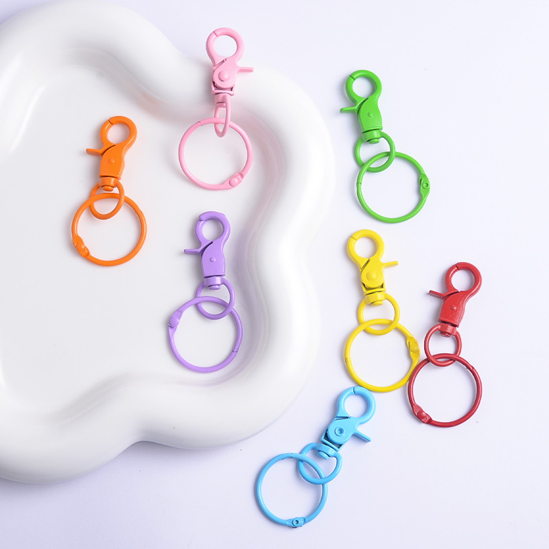 Diy Jewelry Accessories Colorful Dog Buckle with Clip Metal Paint Keychain Bag Pendant