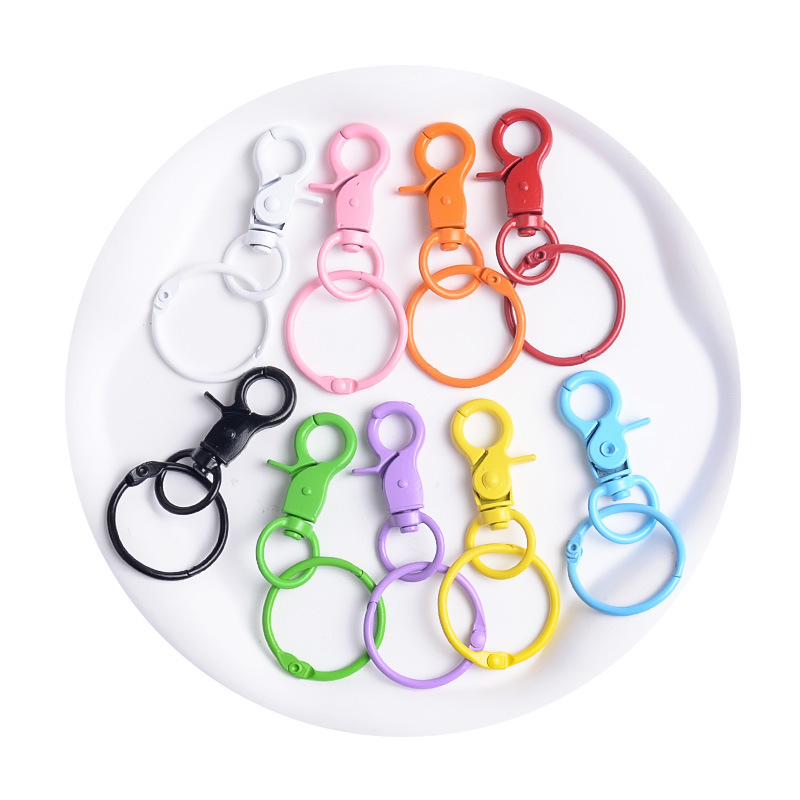 Diy Jewelry Accessories Colorful Dog Buckle with Clip Metal Paint Keychain Bag Pendant