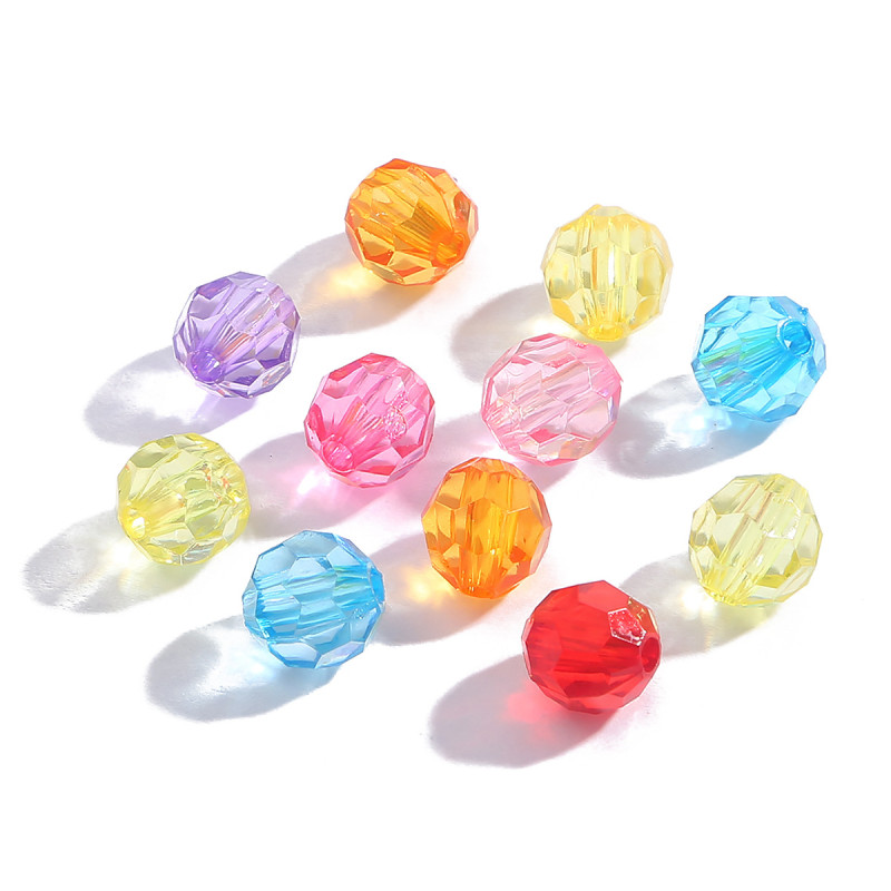 6-12mm Acrylic Transparent Corner Beads Loose Diy Handmade Tassel Bracelet Ring Round