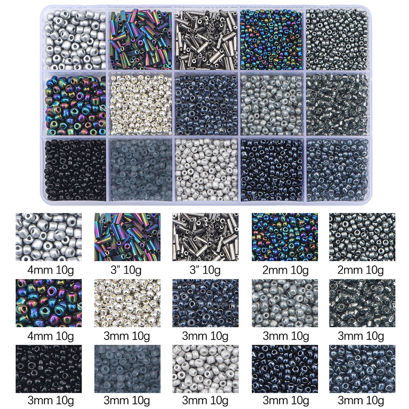 15 Grid Glass Rice Beads Tube Bead Material Package Handmade Diy Bracelet Necklace