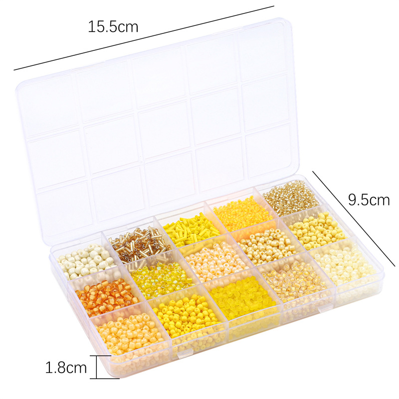 15 Grid Glass Rice Beads Tube Bead Material Package Handmade Diy Bracelet Necklace