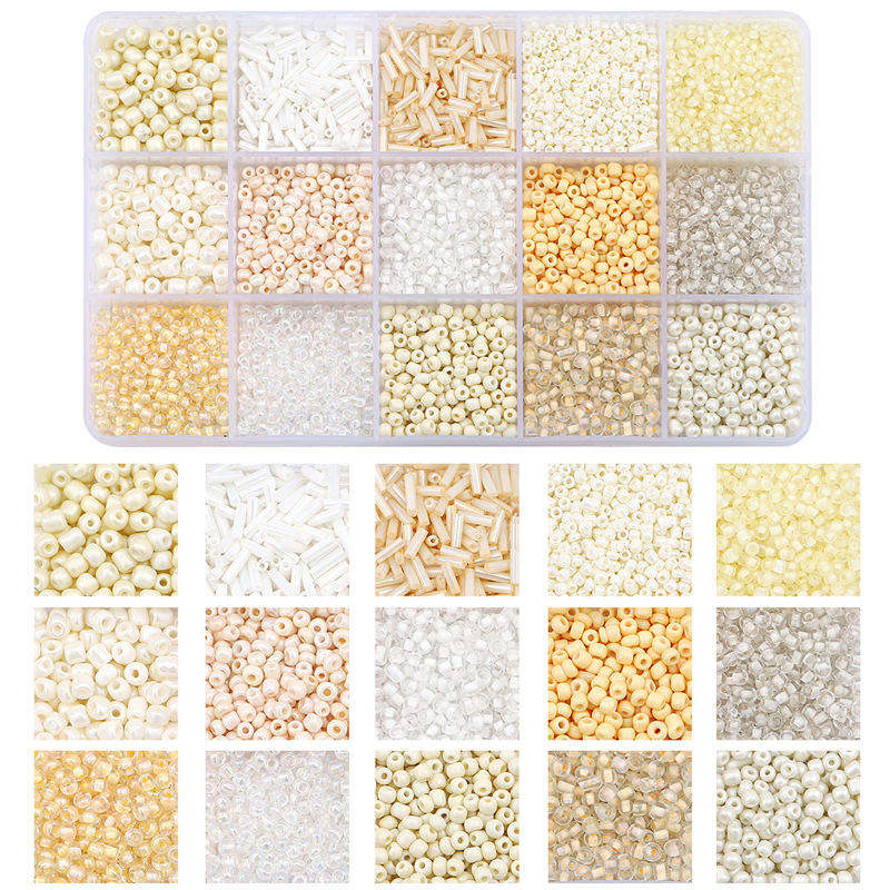 15 Grid Glass Rice Beads Tube Bead Material Package Handmade Diy Bracelet Necklace