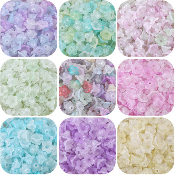 Acrylic Gradient Two-color Campanula Flower Morning Beads Handmade Diy Necklace Jewelry