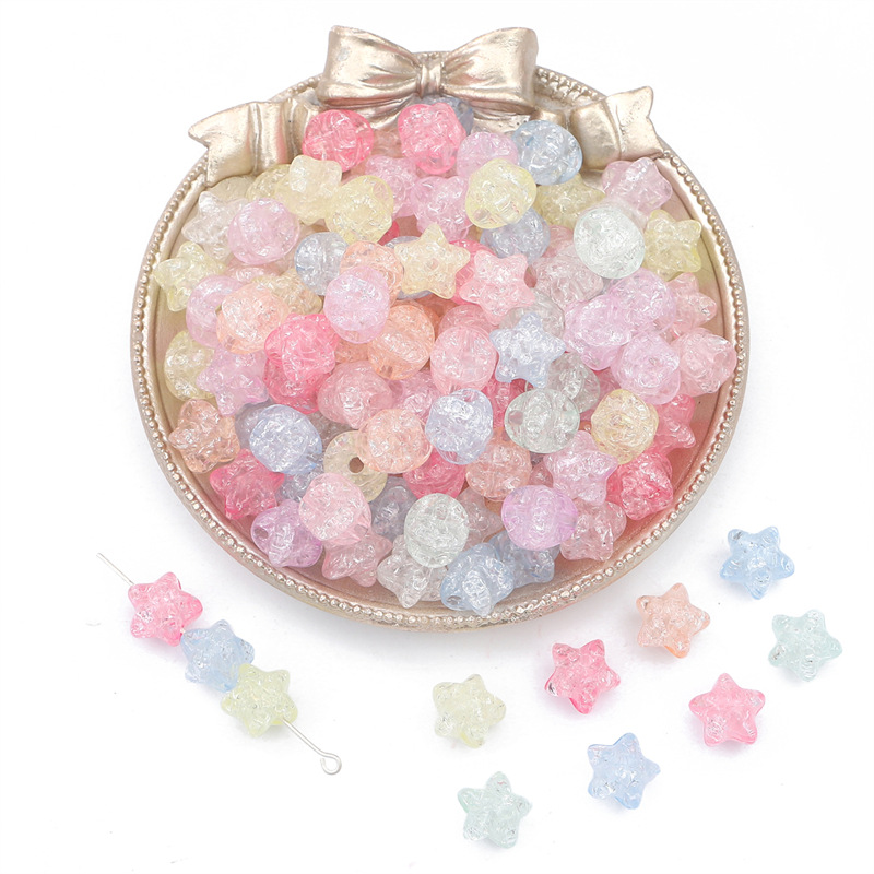 Hot Selling Colorful Acrylic Five-pointed Star Explosion Beads Crack Loose Diy Handmade