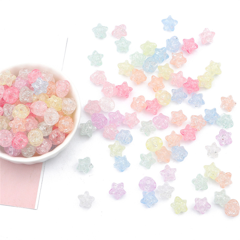 Hot Selling Colorful Acrylic Five-pointed Star Explosion Beads Crack Loose Diy Handmade