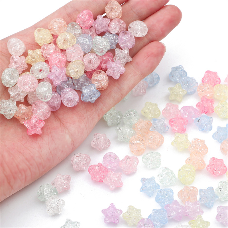 Hot Selling Colorful Acrylic Five-pointed Star Explosion Beads Crack Loose Diy Handmade