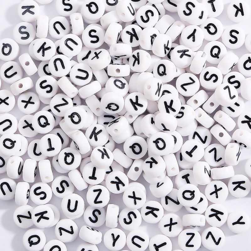4*7mm Acrylic English Alphabet Flat Beads Diy Children Early Education Beaded Jewelry