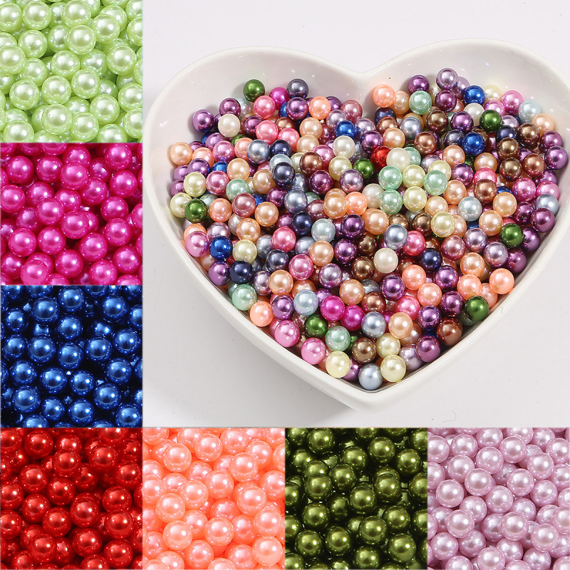 Imitation Pearl Non-porous Beads Off-white Loose Filled Cosmetic Box Hairpin Handmade Diy