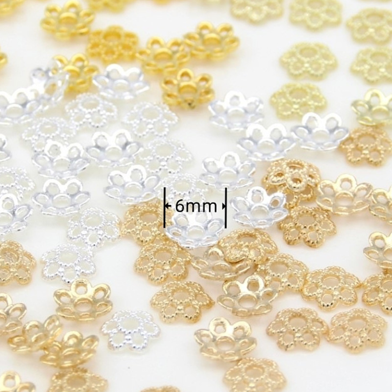 Alloy Pitted Small Flower Tray 6mm Beads Pearl Gasket Spacer Diy Jewelry Accessories