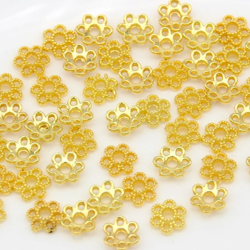 Alloy Pitted Small Flower Tray 6mm Beads Pearl Gasket Spacer Diy Jewelry Accessories