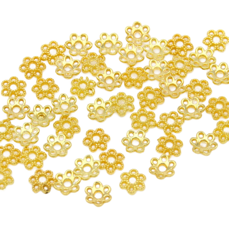 Alloy Pitted Small Flower Tray 6mm Beads Pearl Gasket Spacer Diy Jewelry Accessories
