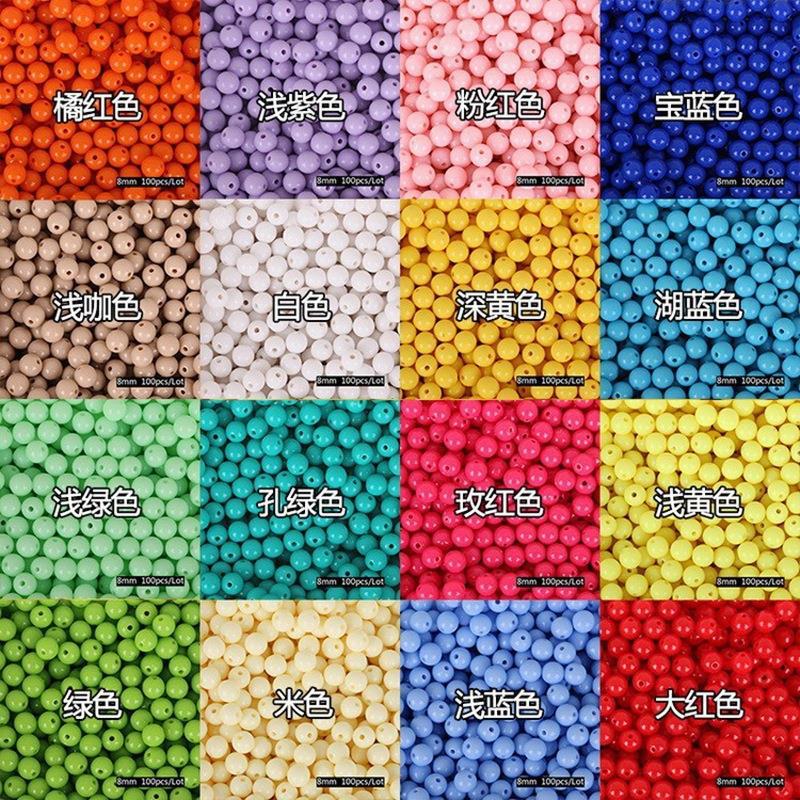 Hot Selling Acrylic Colorful Solid Color Round Beads String Loose Handmade Diy Mobile