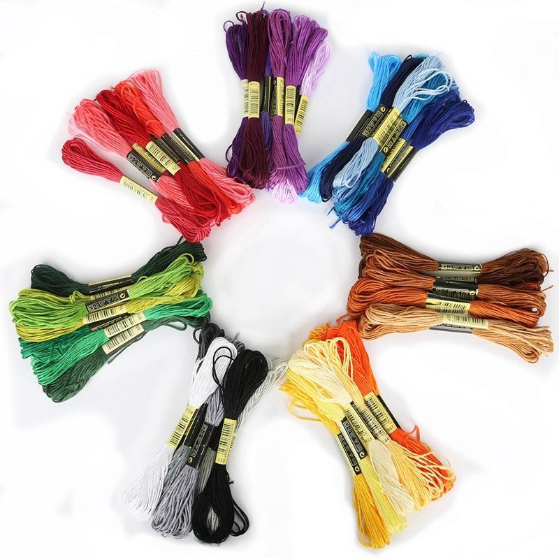 100 Color Wrapping Thread Cross Stitch Cotton Silk Handmade Diy Hairpin Embroidery