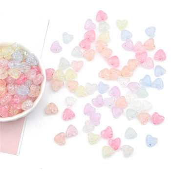 Colorful Acrylic Small Peach Heart Exploded Beads Cracked Loose Diy Handmade Jewelry