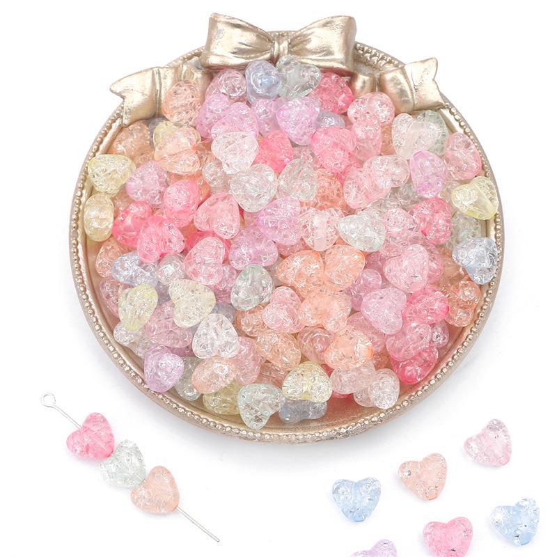 Colorful Acrylic Small Peach Heart Exploded Beads Cracked Loose Diy Handmade Jewelry