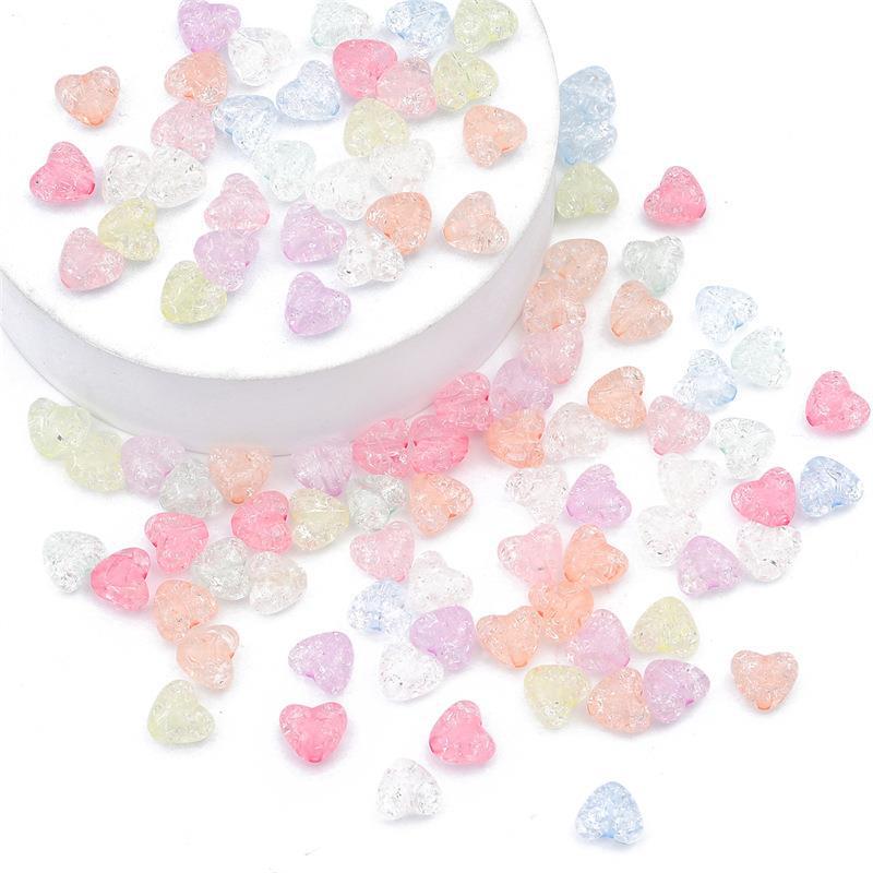 Colorful Acrylic Small Peach Heart Exploded Beads Cracked Loose Diy Handmade Jewelry