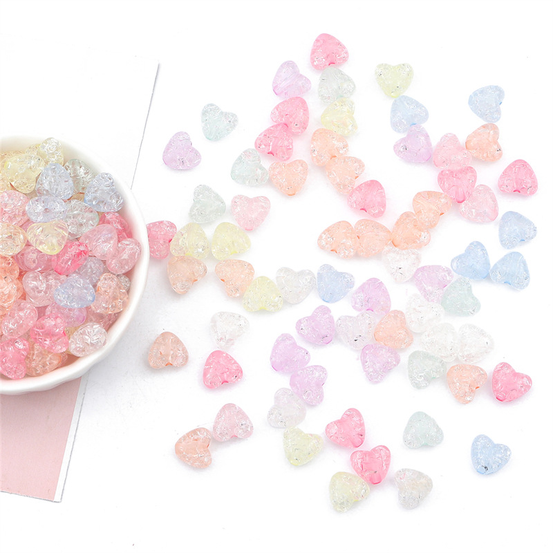 Colorful Acrylic Small Peach Heart Exploded Beads Cracked Loose Diy Handmade Jewelry
