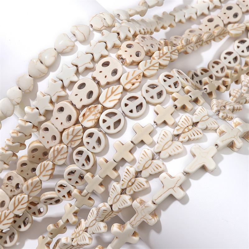 Synthetic White Turquoise Cross Five-pointed Star Starfish New Style Beaded Diy Bracelet