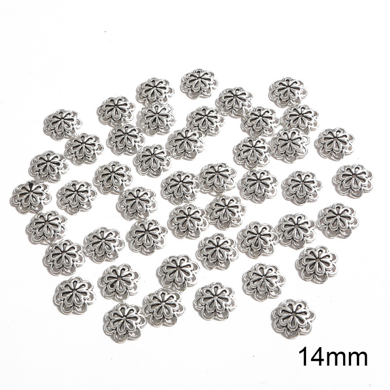 Ancient Silver Alloy Hollow Flower Holder Bead Cap Antique Diy Step Hairpin Hair Crown