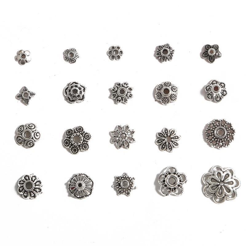 Ancient Silver Alloy Hollow Flower Holder Bead Cap Antique Diy Step Hairpin Hair Crown