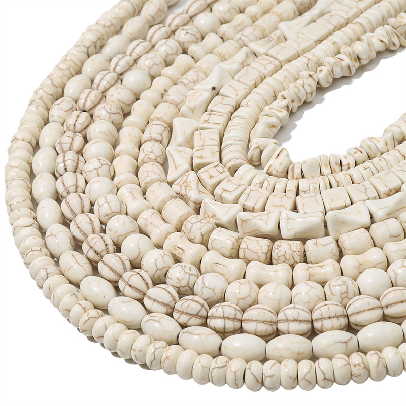 Synthetic White Turquoise Cylindrical Beads Square Spacer Diy Bracelet Necklace Material