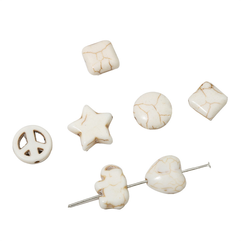 Synthetic White Turquoise Cylindrical Beads Square Spacer Diy Bracelet Necklace Material