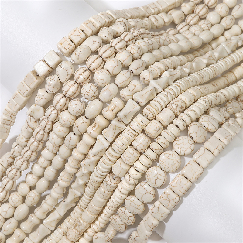 Synthetic White Turquoise Cylindrical Beads Square Spacer Diy Bracelet Necklace Material