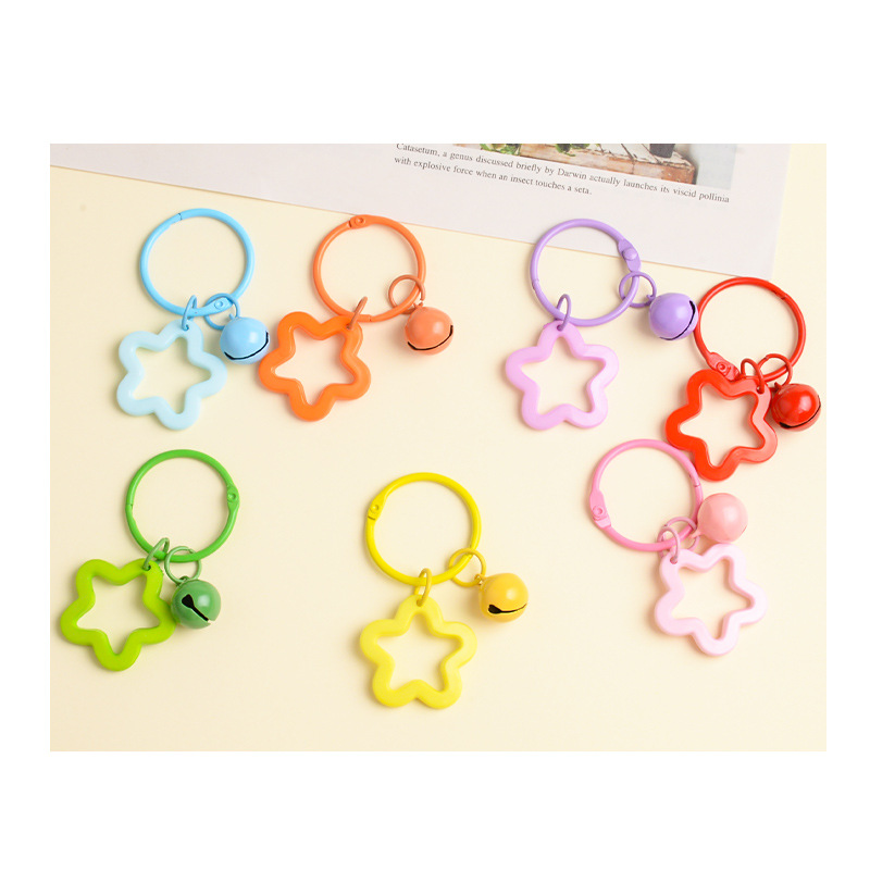 Colorful Five-pointed Star Acrylic Keychain Pendant Dopamine Headphone Set Small Fresh
