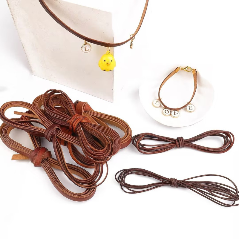 Retro Square Imitation Cowhide Rope Hand Rubber Band Bracelet Jomon Play Line Handmade